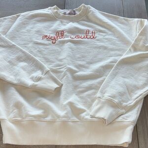 Might Could Embroidered Cream Crew Sweatshirt
